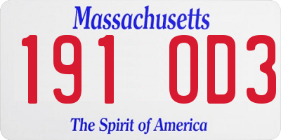 MA license plate 191OD3