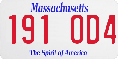 MA license plate 191OD4