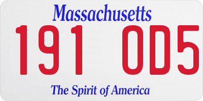 MA license plate 191OD5
