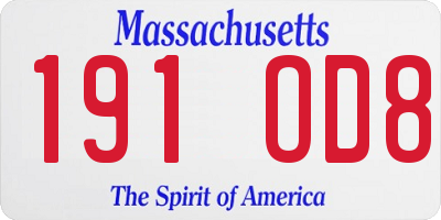 MA license plate 191OD8