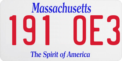 MA license plate 191OE3