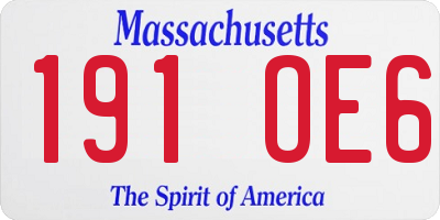 MA license plate 191OE6
