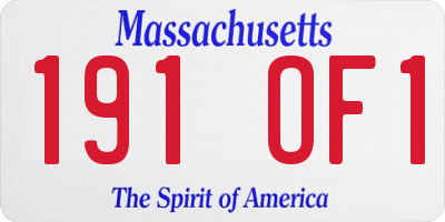 MA license plate 191OF1