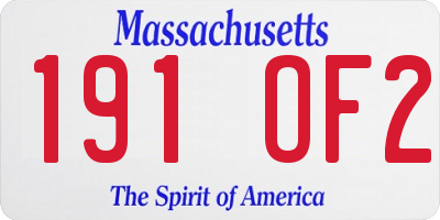 MA license plate 191OF2