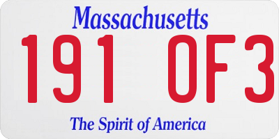 MA license plate 191OF3