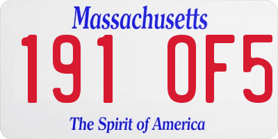 MA license plate 191OF5