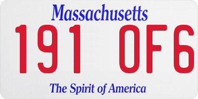 MA license plate 191OF6