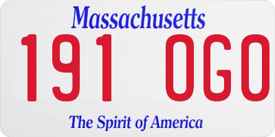 MA license plate 191OG0