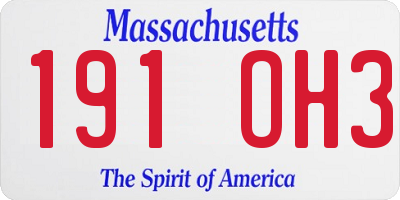 MA license plate 191OH3