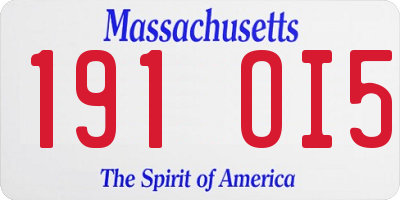 MA license plate 191OI5