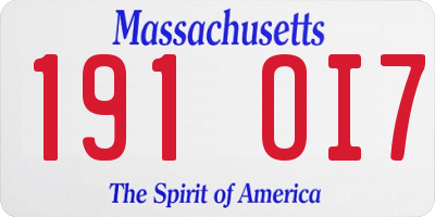MA license plate 191OI7