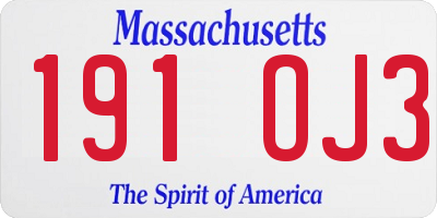 MA license plate 191OJ3