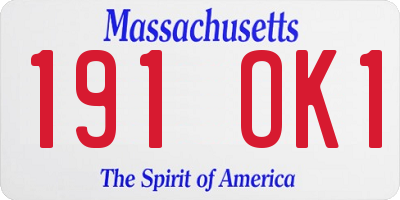 MA license plate 191OK1