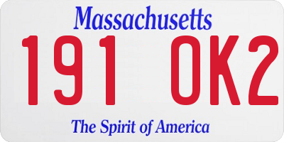 MA license plate 191OK2
