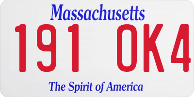 MA license plate 191OK4