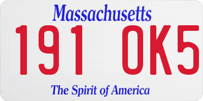 MA license plate 191OK5