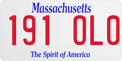 MA license plate 191OL0