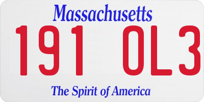 MA license plate 191OL3