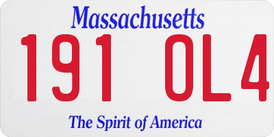 MA license plate 191OL4