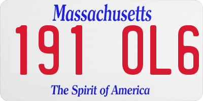 MA license plate 191OL6