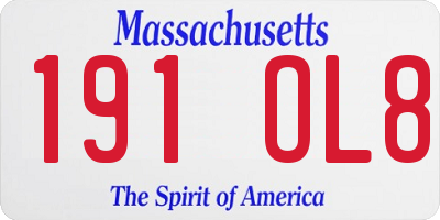 MA license plate 191OL8