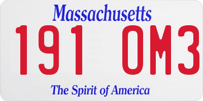 MA license plate 191OM3