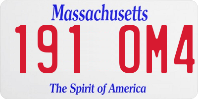 MA license plate 191OM4