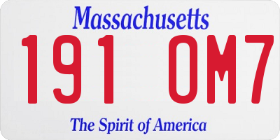 MA license plate 191OM7