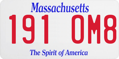MA license plate 191OM8