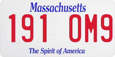 MA license plate 191OM9