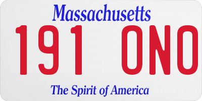 MA license plate 191ON0