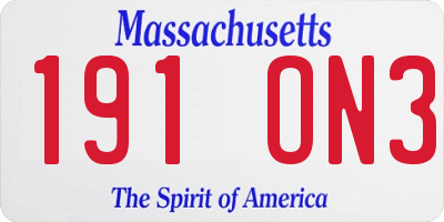 MA license plate 191ON3