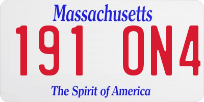 MA license plate 191ON4