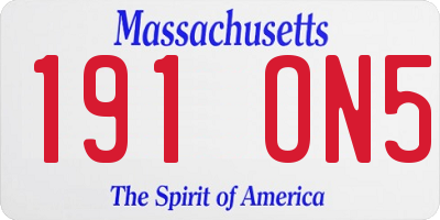 MA license plate 191ON5