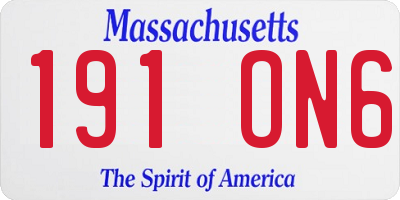 MA license plate 191ON6
