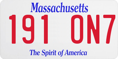 MA license plate 191ON7