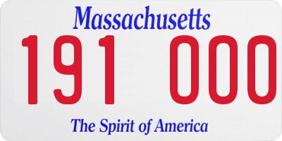 MA license plate 191OO0