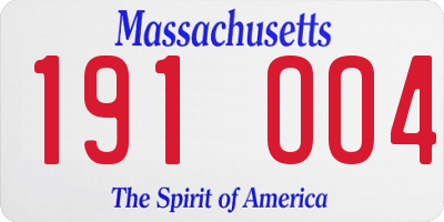 MA license plate 191OO4