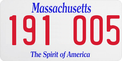 MA license plate 191OO5