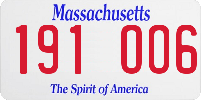 MA license plate 191OO6
