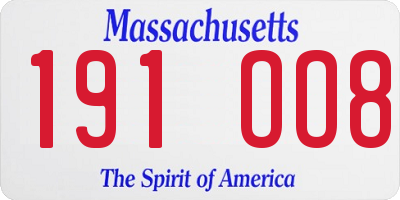 MA license plate 191OO8