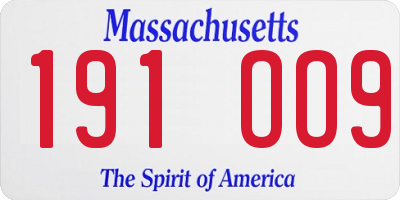 MA license plate 191OO9