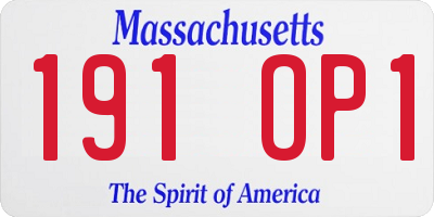 MA license plate 191OP1