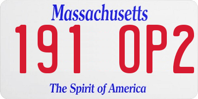 MA license plate 191OP2