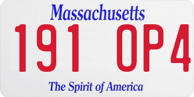 MA license plate 191OP4