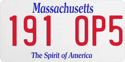 MA license plate 191OP5