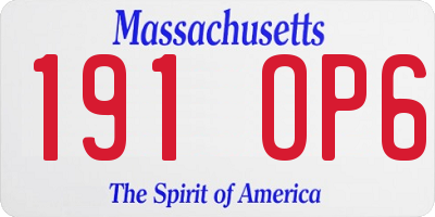 MA license plate 191OP6