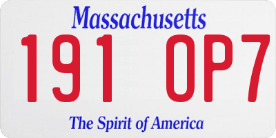 MA license plate 191OP7
