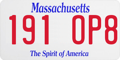 MA license plate 191OP8
