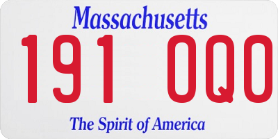 MA license plate 191OQ0